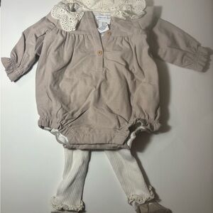 cupcakes & cashmere Beige Eyelet-Collar Infant Romper